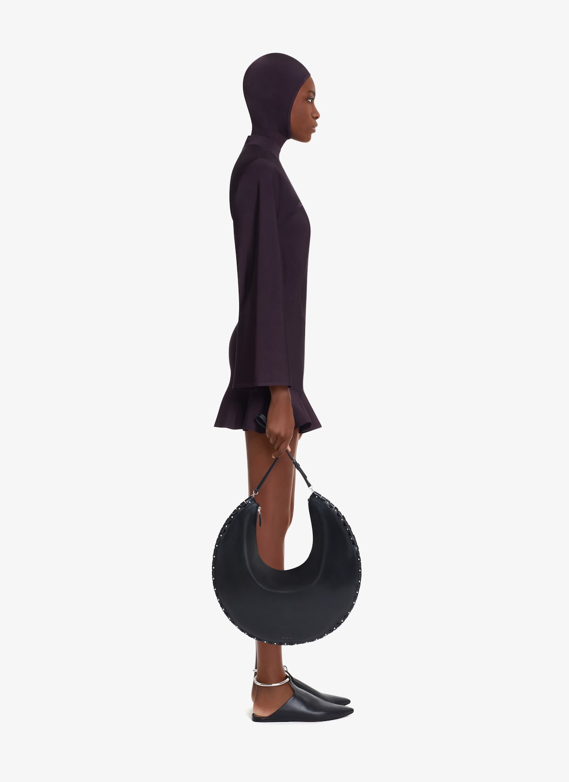 KNIT SKATER DRESS ALAÏA AUBERGINE KNIT SKATER DRESS